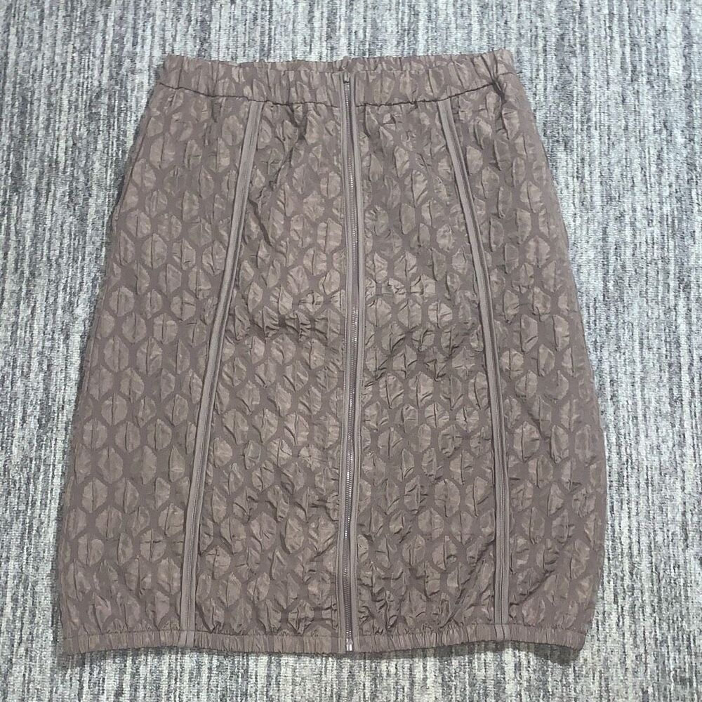 NWOT Ever Sassy Women's Large Brown Full Zip Embroidered A Line Knee Length Skir